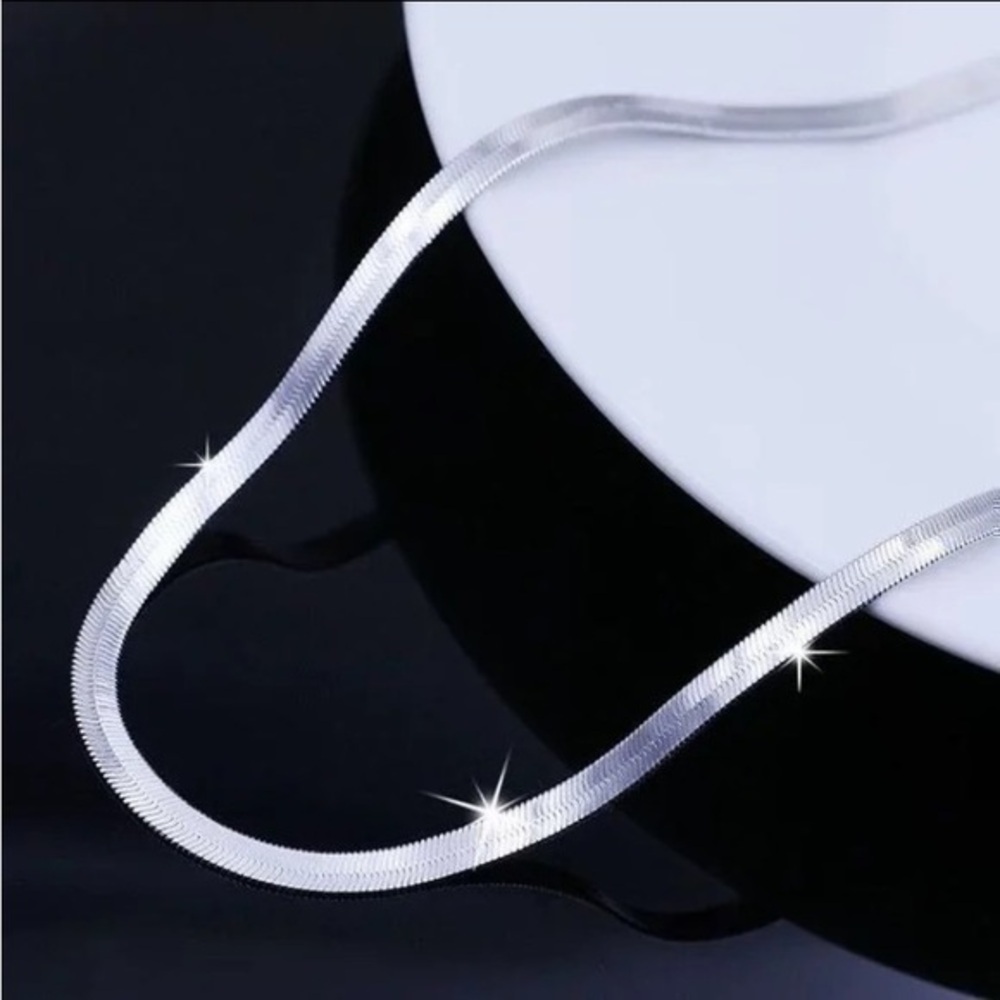 925 Sterling Silver 4MM Flat Herringbone Chain 18”
